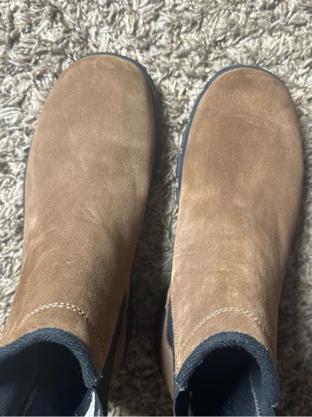 Lands' End Brown Suede Chelsea Boots with Black Elastic Panels Women’s 7M